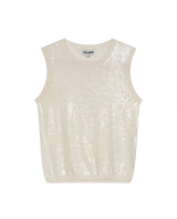 Womens Top Knit Sleeveless Lyocell Blend Linen Tone-on-Tone Sequins Ultra Lightweight Subtle Shine - Raw 63_791H010_CRU114302_3