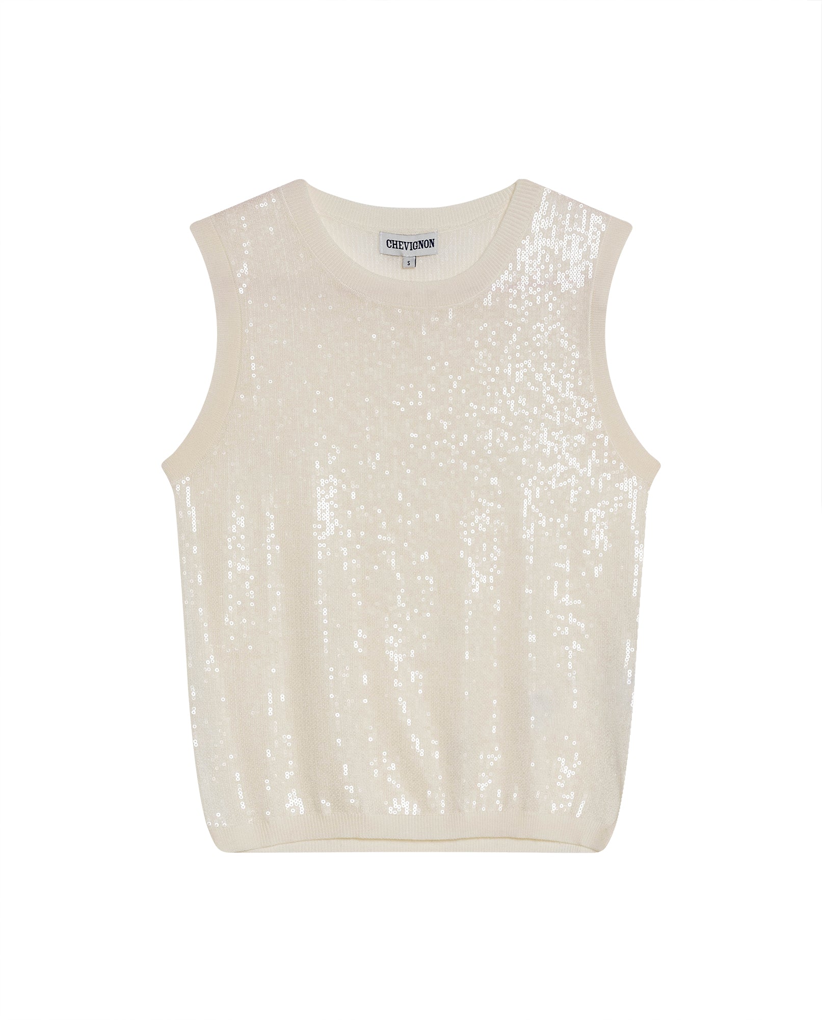 Womens Top Knit Sleeveless Lyocell Blend Linen Tone-on-Tone Sequins Ultra Lightweight Subtle Shine - Raw 63_791H010_CRU114302_3