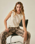 Womens Top Knit Sleeveless Lyocell Blend Linen Tone-on-Tone Sequins Ultra Lightweight Subtle Shine - Raw 63_791H010_CRU114302_4