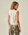 Womens Top Knit Sleeveless Lyocell Blend Linen Tone-on-Tone Sequins Ultra Lightweight Subtle Shine - Raw 63_791H010_CRU114302_6