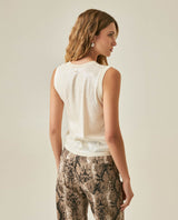 Womens Top Knit Sleeveless Lyocell Blend Linen Tone-on-Tone Sequins Ultra Lightweight Subtle Shine - Raw 63_791H010_CRU114302_6