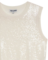 Womens Top Knit Sleeveless Lyocell Blend Linen Tone-on-Tone Sequins Ultra Lightweight Subtle Shine - Raw 63_791H010_CRU114302_8