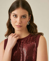 Womens Top Knit Sleeveless Lyocell Blend Linen Tone-on-Tone Sequins Ultra Lightweight Subtle Shine - Red 63_791H010_ROJ191522_5