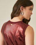 Womens Top Knit Sleeveless Lyocell Blend Linen Tone-on-Tone Sequins Ultra Lightweight Subtle Shine - Red 63_791H010_ROJ191522_7