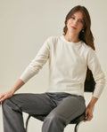 Womens Sweater Knit Long Sleeve Crewneck Viscose Blend Mini Sequins Ultra Soft Subtle Shine - Raw 63_791H011_CRU110103_4