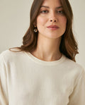 Womens Sweater Knit Long Sleeve Crewneck Viscose Blend Mini Sequins Ultra Soft Subtle Shine - Raw 63_791H011_CRU110103_5