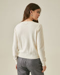 Womens Sweater Knit Long Sleeve Crewneck Viscose Blend Mini Sequins Ultra Soft Subtle Shine - Raw 63_791H011_CRU110103_6
