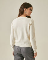 Womens Sweater Knit Long Sleeve Crewneck Viscose Blend Mini Sequins Ultra Soft Subtle Shine - Raw 63_791H011_CRU110103_6
