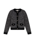 Womens Cardigan Crewneck Knit Looped Texture Polyester Blend - Black 63_791H012_NEG194007_3