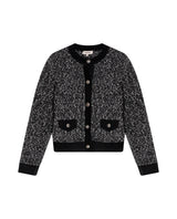 Womens Cardigan Crewneck Knit Looped Texture Polyester Blend - Black 63_791H012_NEG194007_3