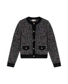 Womens Cardigan Crewneck Knit Looped Texture Polyester Blend - Black 63_791H012_NEG194007_3