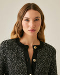 Womens Cardigan Crewneck Knit Looped Texture Polyester Blend - Black 63_791H012_NEG194007_5