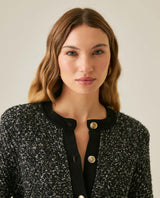 Womens Cardigan Crewneck Knit Looped Texture Polyester Blend - Black 63_791H012_NEG194007_5