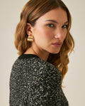 Womens Cardigan Crewneck Knit Looped Texture Polyester Blend - Black 63_791H012_NEG194007_7