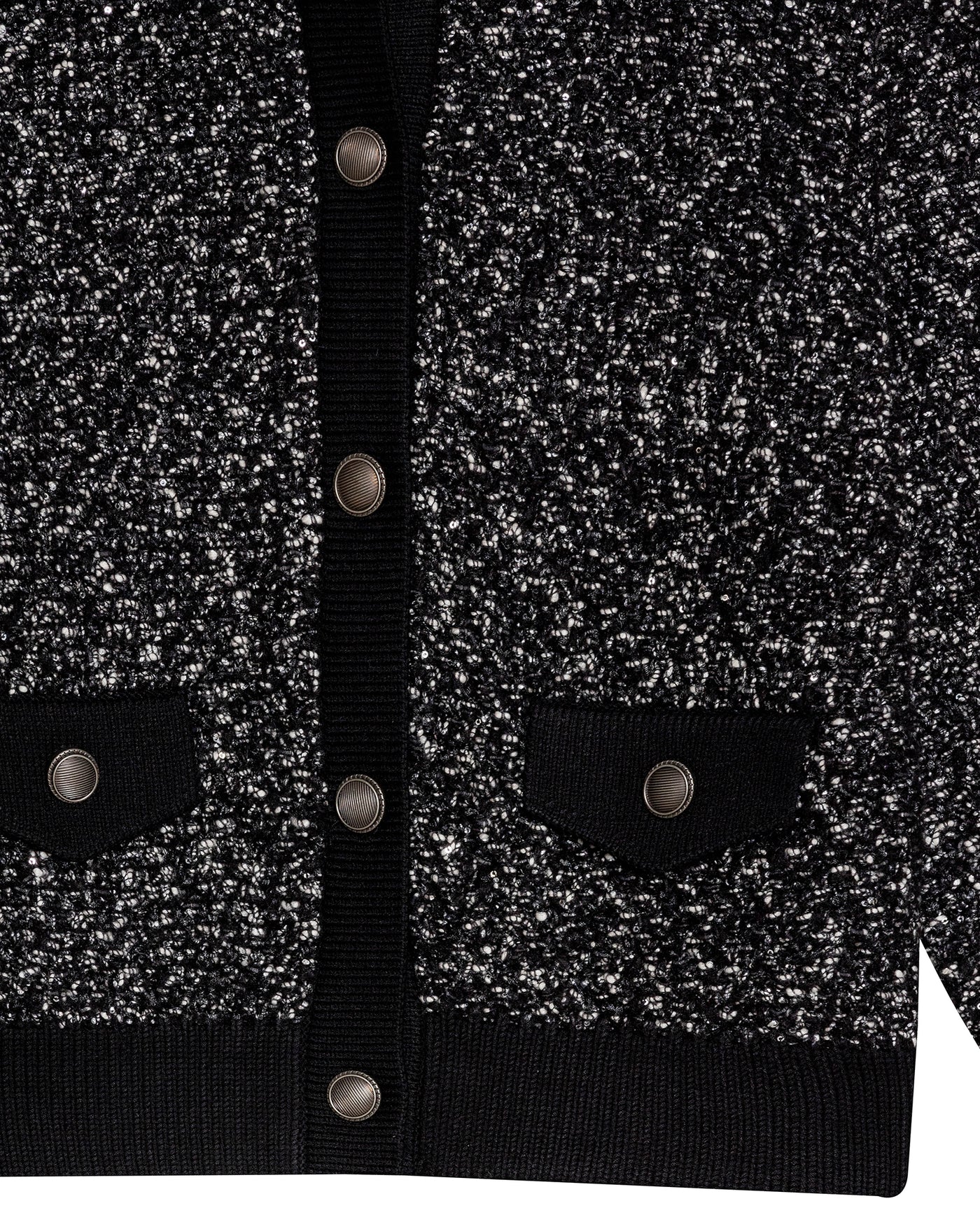 Womens Cardigan Crewneck Knit Looped Texture Polyester Blend - Black 63_791H012_NEG194007_8