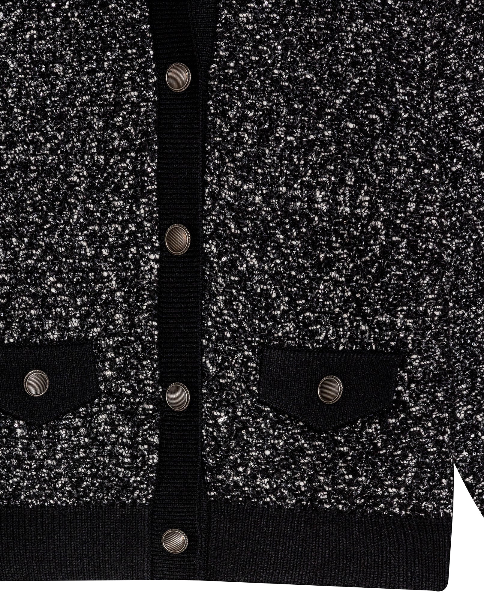 Womens Cardigan Crewneck Knit Looped Texture Polyester Blend - Black 63_791H012_NEG194007_8
