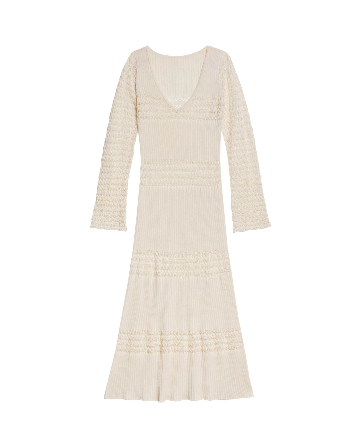 Womens Dress Knit Crochet Viscose Blend Continuous Artisan Crochet Deep V-Neck - Raw 63_791H013_CRU110103_3