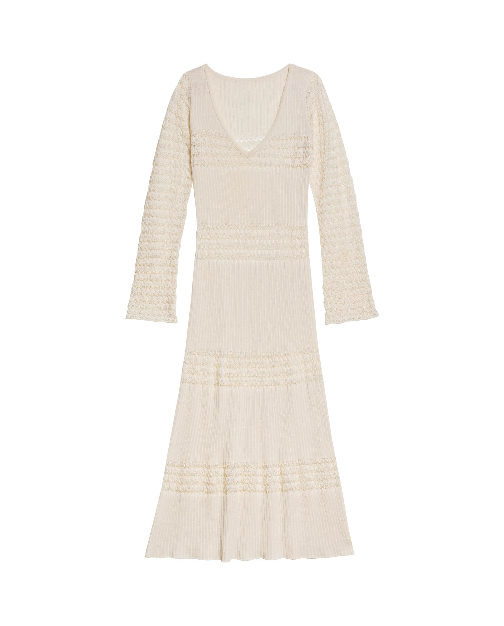 Womens Dress Knit Crochet Viscose Blend Continuous Artisan Crochet Deep V-Neck - Raw 63_791H013_CRU110103_3