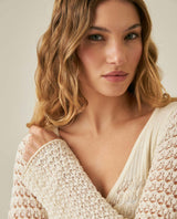 Womens Dress Knit Crochet Viscose Blend Continuous Artisan Crochet Deep V-Neck - Raw 63_791H013_CRU110103_5