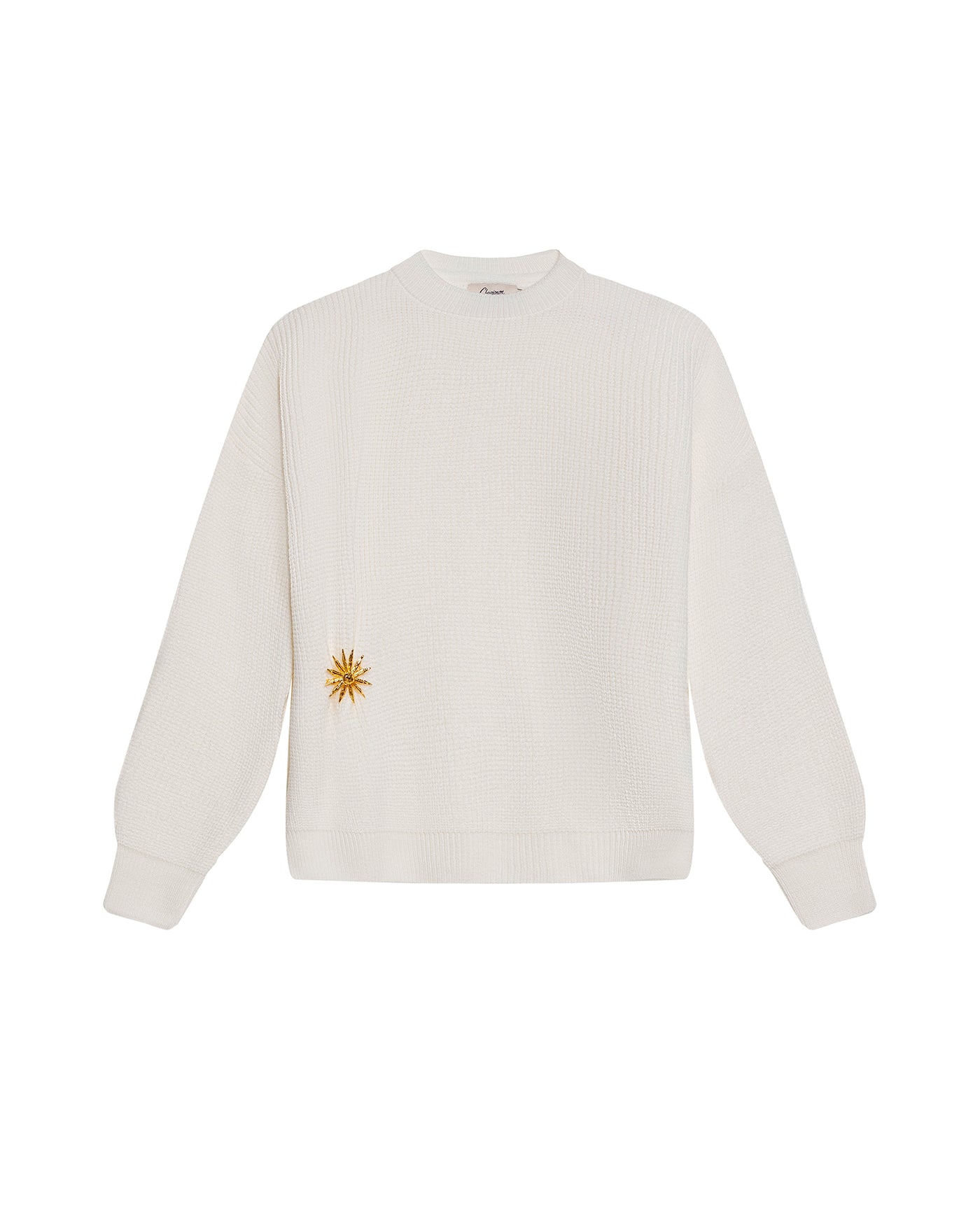Womens Sweater Knit Acrylic Blend English Stitch Displaced Armhole Removable Pin Ribbed Cuffs - Mothers - Raw 63_791H015_CRU110103_3