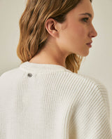 Womens Sweater Knit Acrylic Blend English Stitch Displaced Armhole Removable Pin Ribbed Cuffs - Mothers - Raw 63_791H015_CRU110103_7