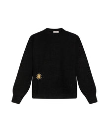Womens Sweater Knit Acrylic Blend English Stitch Displaced Armhole Removable Pin Ribbed Cuffs - Mothers - Black 63_791H015_NEG194007_3