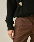 Womens Sweater Knit Acrylic Blend English Stitch Displaced Armhole Removable Pin Ribbed Cuffs - Mothers - Black 63_791H015_NEG194007_5
