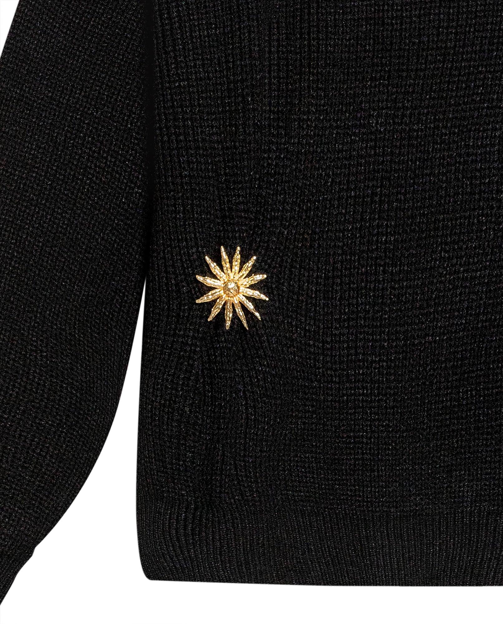 Womens Sweater Knit Acrylic Blend English Stitch Displaced Armhole Removable Pin Ribbed Cuffs - Mothers - Black 63_791H015_NEG194007_8