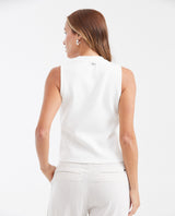 Women's Fitted Sleeveless Knit Top with Openwork Detail in Viscose-Nylon - 4