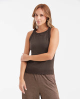 Women's Fitted Halter Neck Top with Crochet Detail in Recycled Cotton Blend - 1