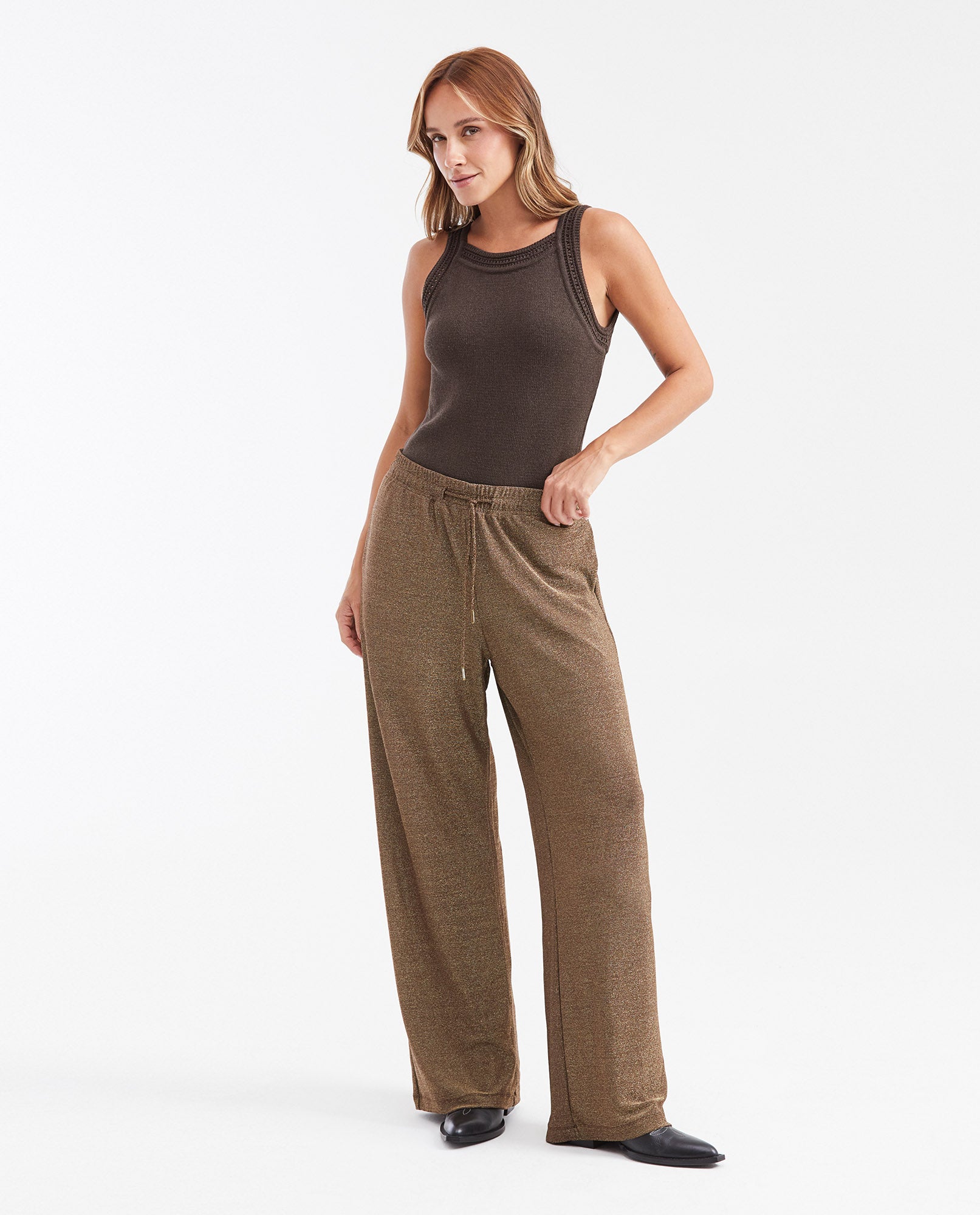 Women's Fitted Halter Neck Top with Crochet Detail in Recycled Cotton Blend - 2