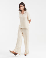 Women's Relaxed Oversized Openwork Polo Knit Top in Modal - Matching Set Piece - 2