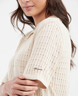 Women's Relaxed Oversized Openwork Polo Knit Top in Modal - Matching Set Piece - 3