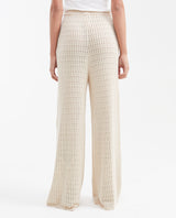 Women's High-Waisted Wide Leg Openwork Knit Pants in Modal - Matching Set Piece - 5