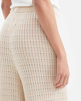 Women's High-Waisted Wide Leg Openwork Knit Pants in Modal - Matching Set Piece - 6