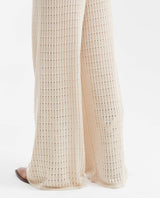 Women's High-Waisted Wide Leg Openwork Knit Pants in Modal - Matching Set Piece - 7