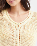Women's Straight Fit Cardigan with Mixed Crochet Trim in Modal - 2