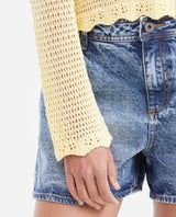 Women's Straight Fit Cardigan with Mixed Crochet Trim in Modal - 3