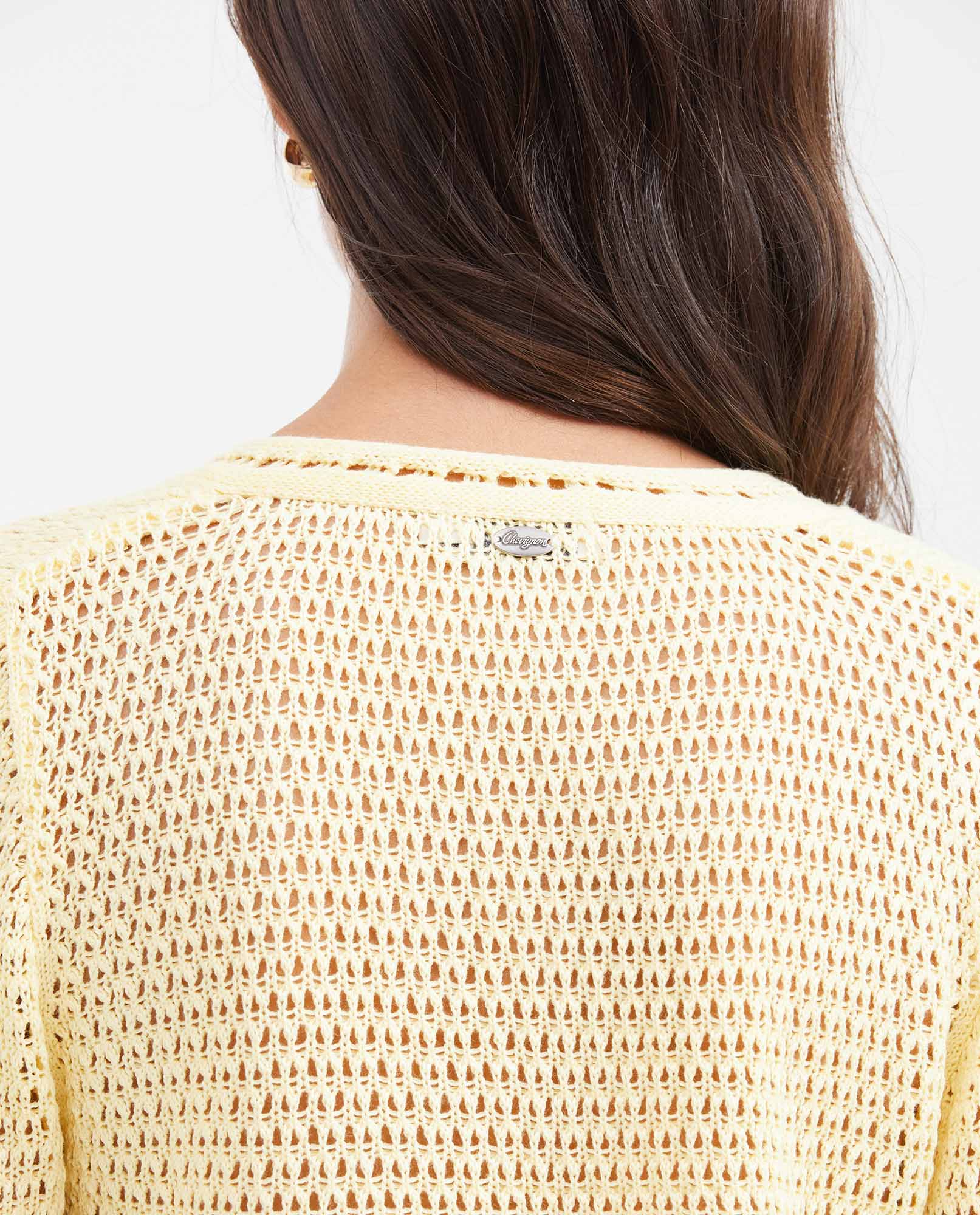 Women's Straight Fit Cardigan with Mixed Crochet Trim in Modal - 5