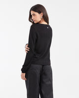 Women's Straight Fit Cardigan with Jeweled Buttons and Silver Lurex in Viscose-Polyamide - 6