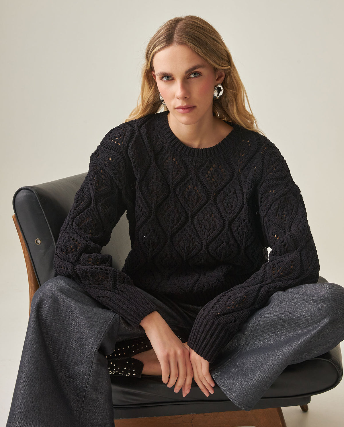 Women´s Oversize Knit Sweater - Black 63_792H009_NEG194004_3