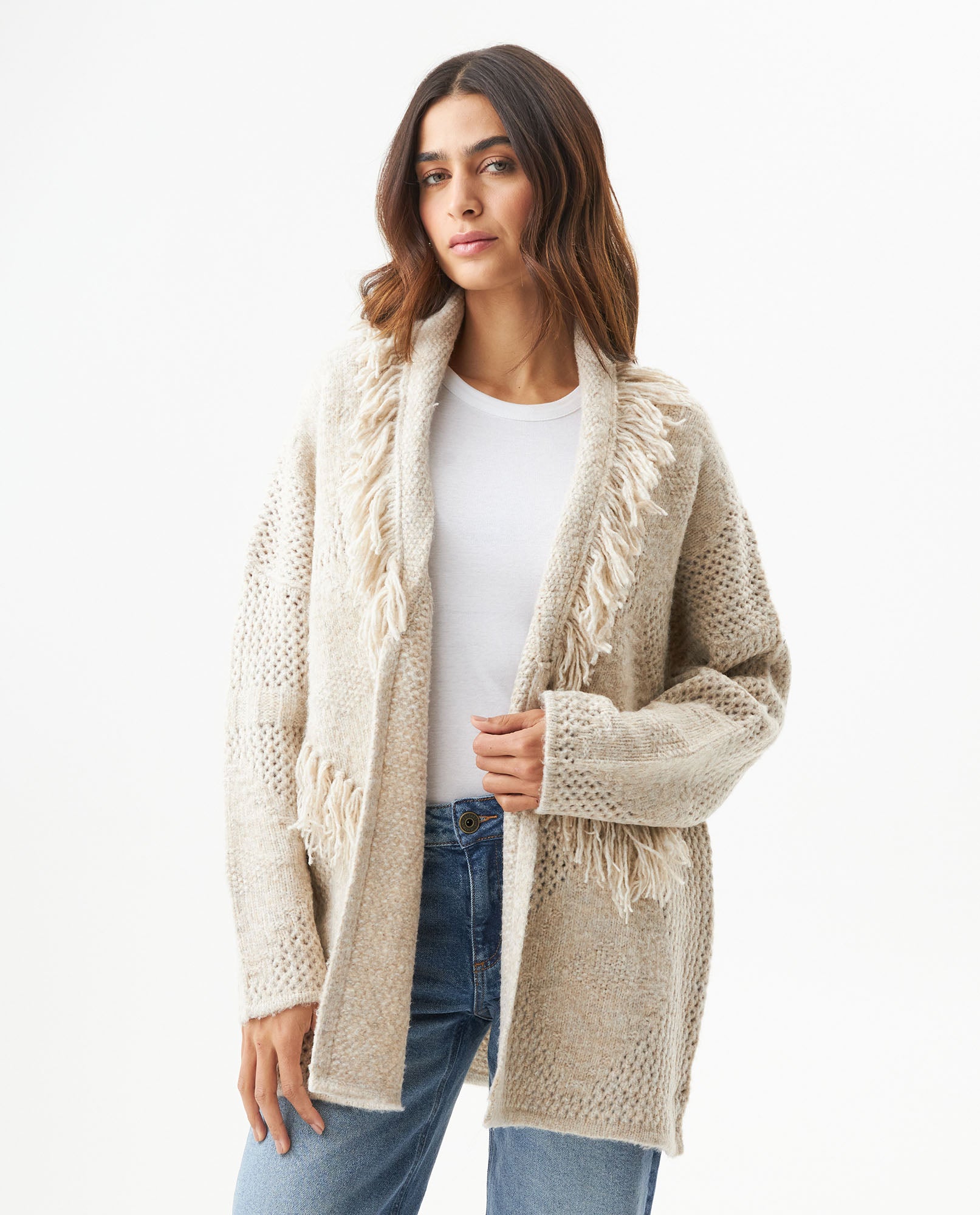 Women's 3D Textured Artisanal Oversized Cardigan, Coastal - 1