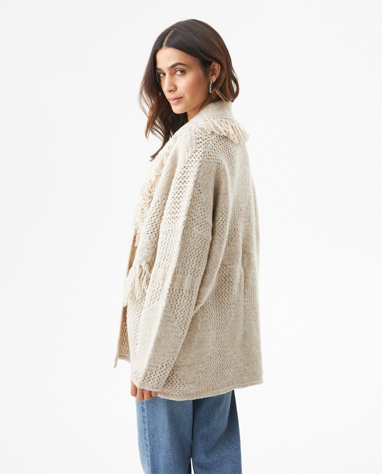 Women's 3D Textured Artisanal Oversized Cardigan, Coastal - 5