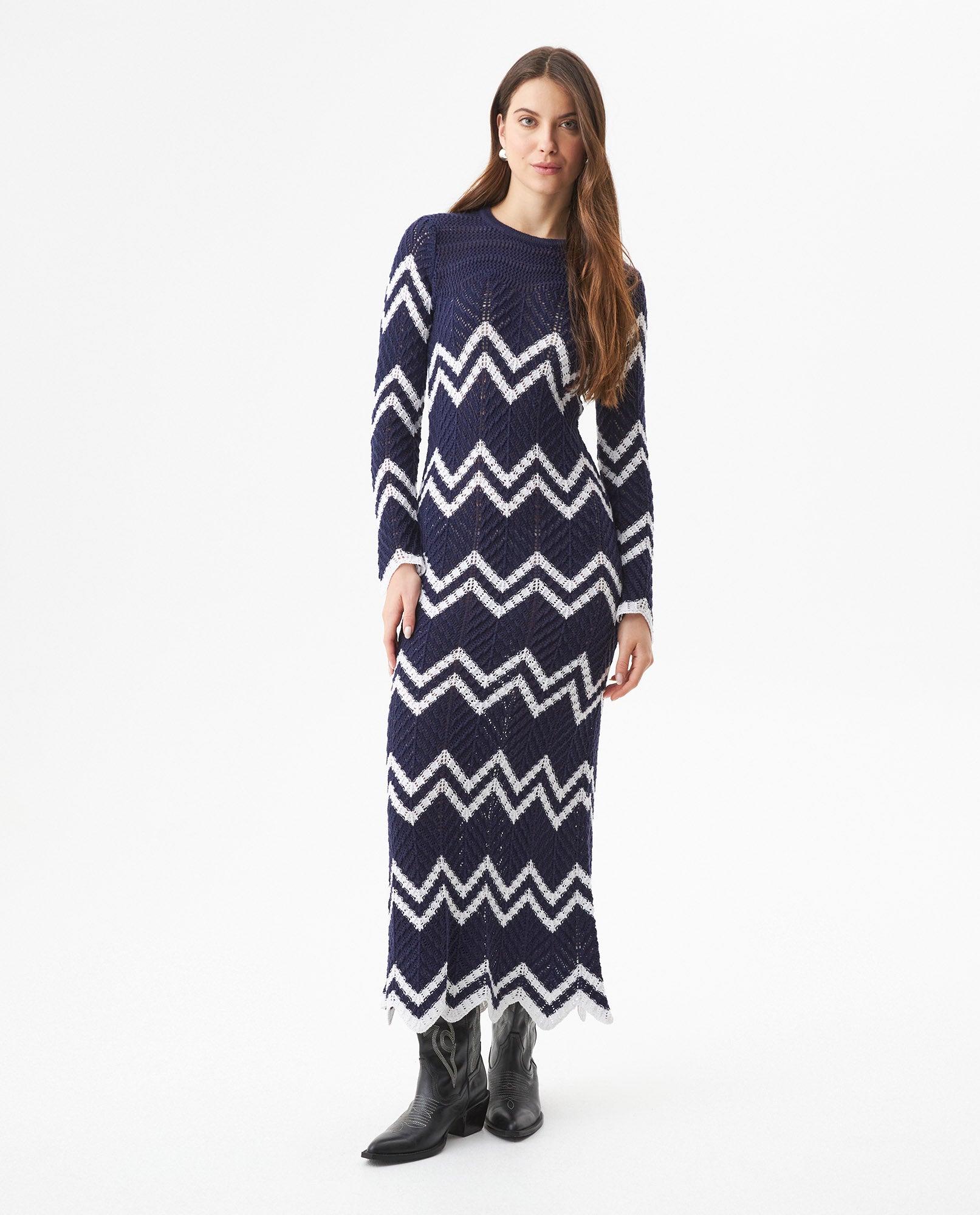 Women's Marine Inspired Crochet Dress, Horizon - 3