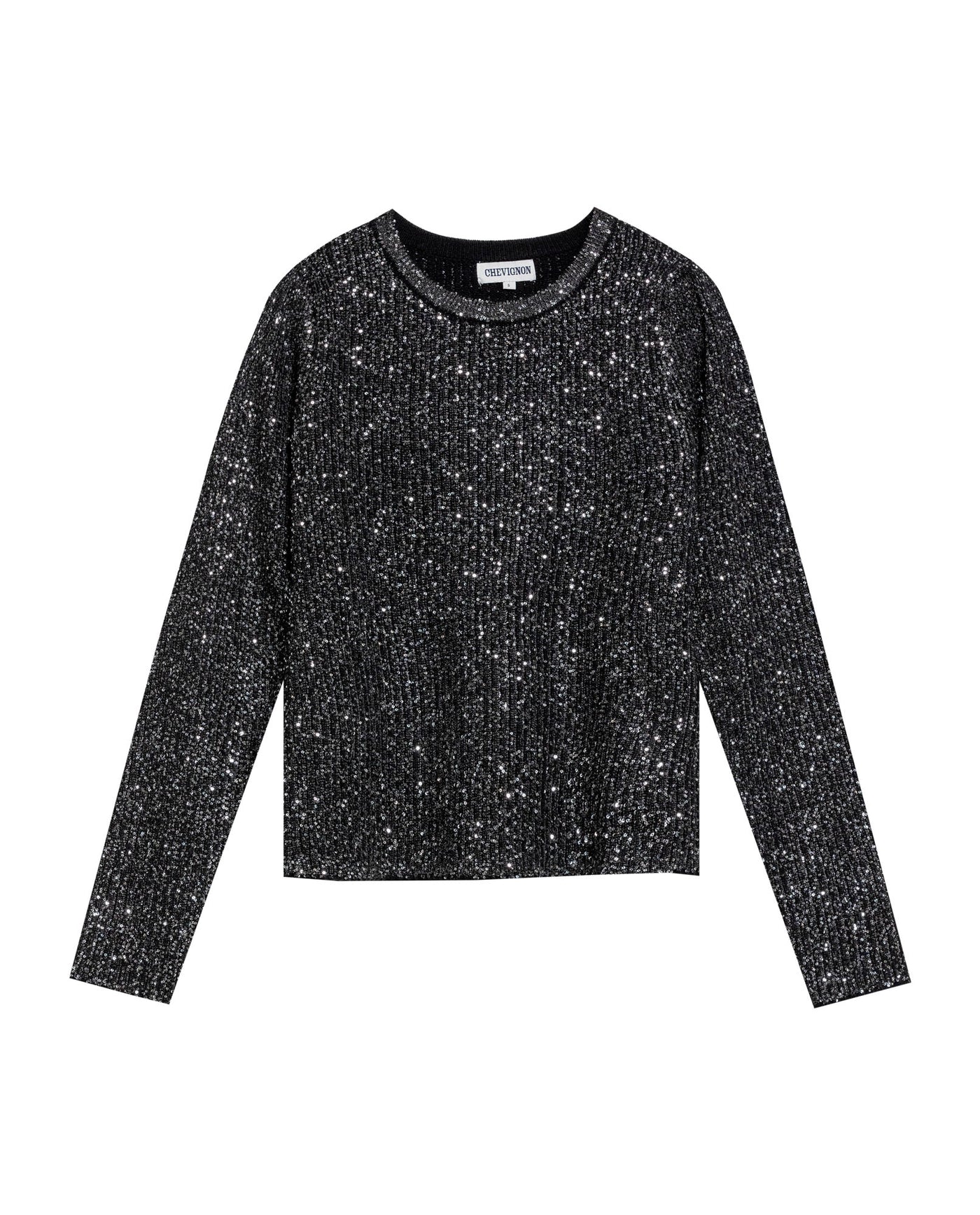 Women's 3D Architectural Sequined Sweater, Moonlight - 1