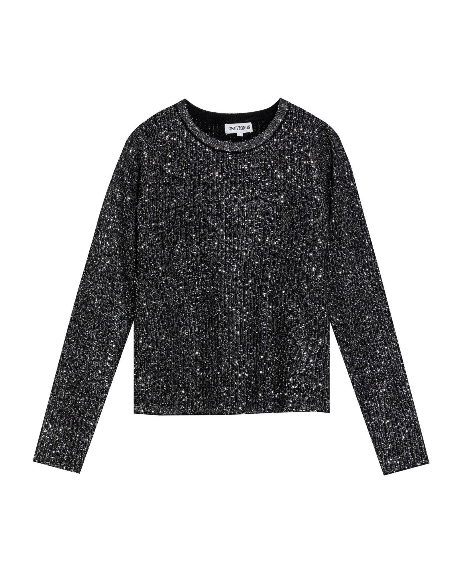 Women's 3D Architectural Sequined Sweater, Moonlight - 1