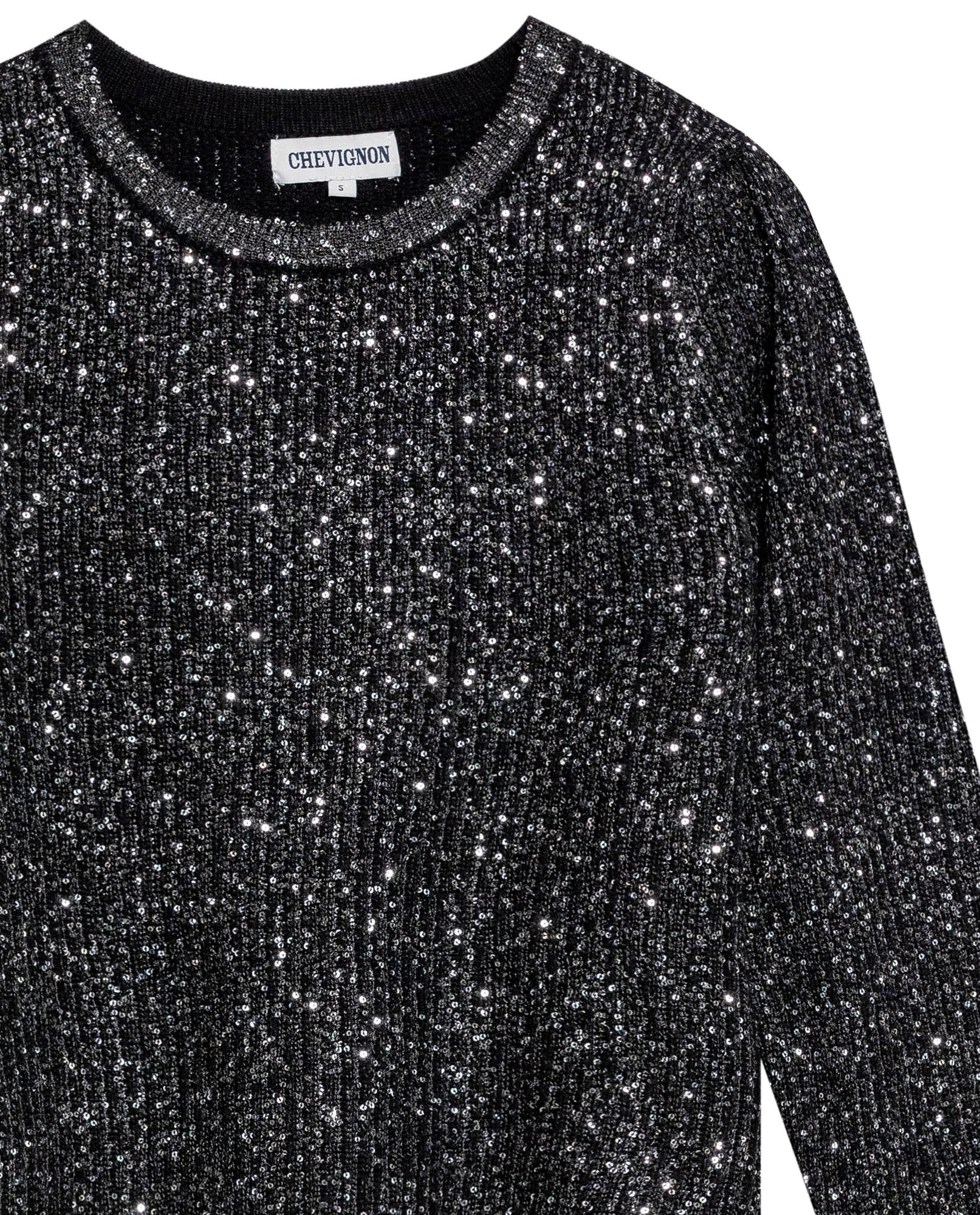 Women's 3D Architectural Sequined Sweater, Moonlight - 7
