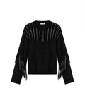 Women's Shiny Fringe Rock Sweater, Majestic - 3
