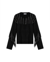Women's Shiny Fringe Rock Sweater, Majestic - 3