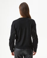 Women's Shiny Fringe Rock Sweater, Majestic - 5